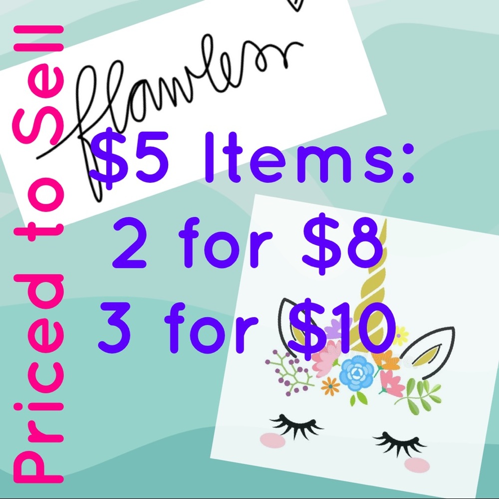 $5 items 2 for $8, 3 for $10